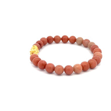 Load image into Gallery viewer, 24K Gold Piyao Pixiu Lucky Charm Bracelet Gemstones Jade Indian Red 6mm - Rafant
