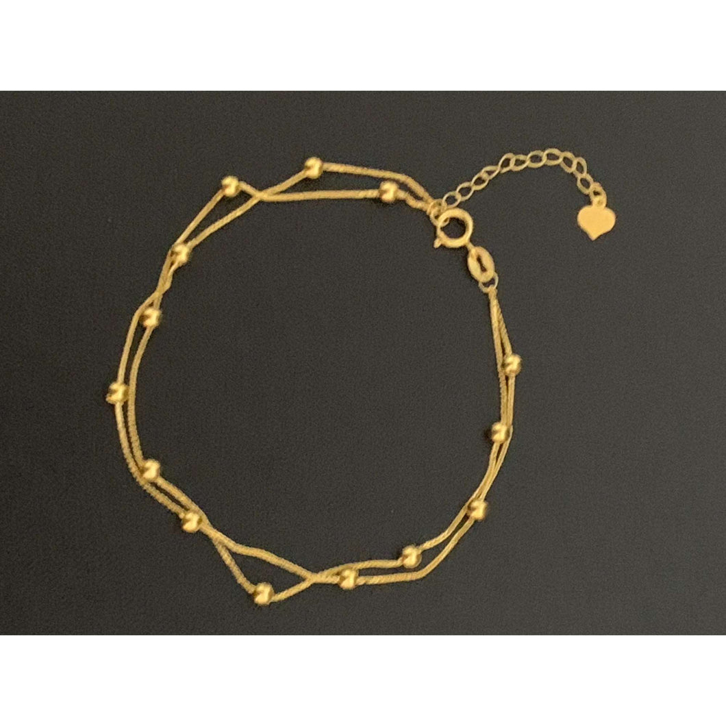 18K Gold Bracelet Beaded 6 inches plus 1 inch 0.74 grams