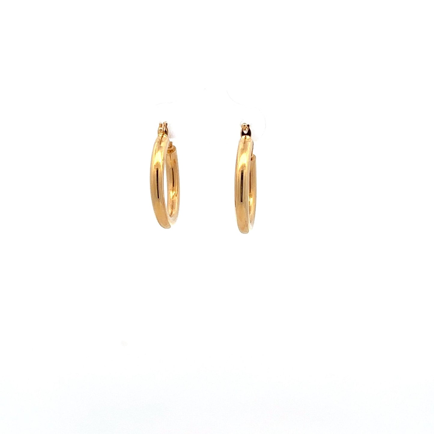 18K Gold Earrings Hoops Round Polished - Rafant