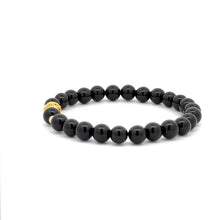 Load image into Gallery viewer, 18K Gold Money Ball Lucky Charm Beads Bracelet Gemstones Black Onyx 6mm - Rafant
