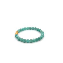 Load image into Gallery viewer, 18K Gold Pixiu Piyao Lucky Charm Bracelet Natural Amazonite Peru Gemstones 6mm
