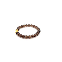 Load image into Gallery viewer, 18K Gold Dragon Pixiu Piyao Lucky Charm Bracelet Gemstones Smoky Quartz 6mm - Rafant
