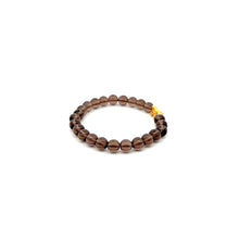 Load image into Gallery viewer, 18K Gold Dragon Pixiu Piyao Lucky Charm Bracelet Gemstones Smoky Quartz 6mm - Rafant
