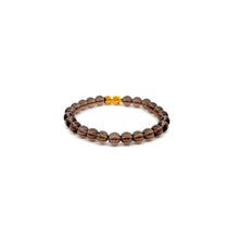 Load image into Gallery viewer, 18K Gold Dragon Pixiu Piyao Lucky Charm Bracelet Gemstones Smoky Quartz 6mm - Rafant
