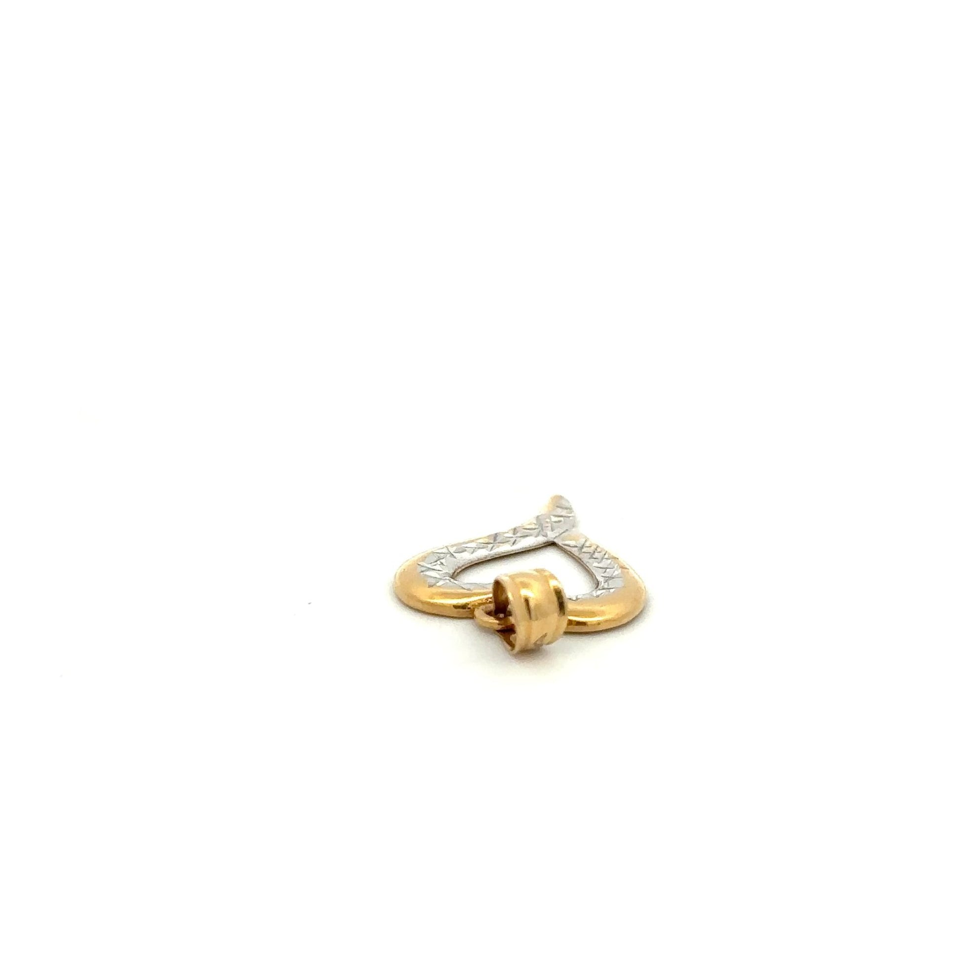 18K Gold Pendant Heart Two Tone White Yellow Gold 1.02 grams - Rafant