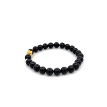 Load image into Gallery viewer, 18K Gold Money Bag Lucky Charm Beads Bracelet Gemstones Natural Black Tourmaline 6mm - Rafant
