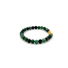 Load image into Gallery viewer, 24K Gold Piyao Pixiu Bracelet Natural Emerald Gemstone Micro Faceted 6mm May Birthstone
