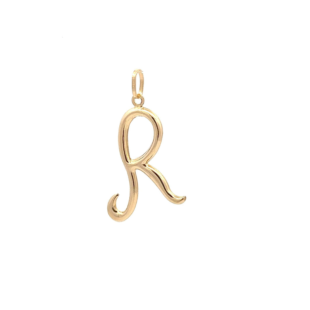 18K Gold Pendant Letter Initial R - Rafant