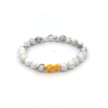Load image into Gallery viewer, 18K Gold Pixiu Piyao Dragon Bracelet Natural White Howlite Gemstones 6mm Elastic Bracelet - Rafant

