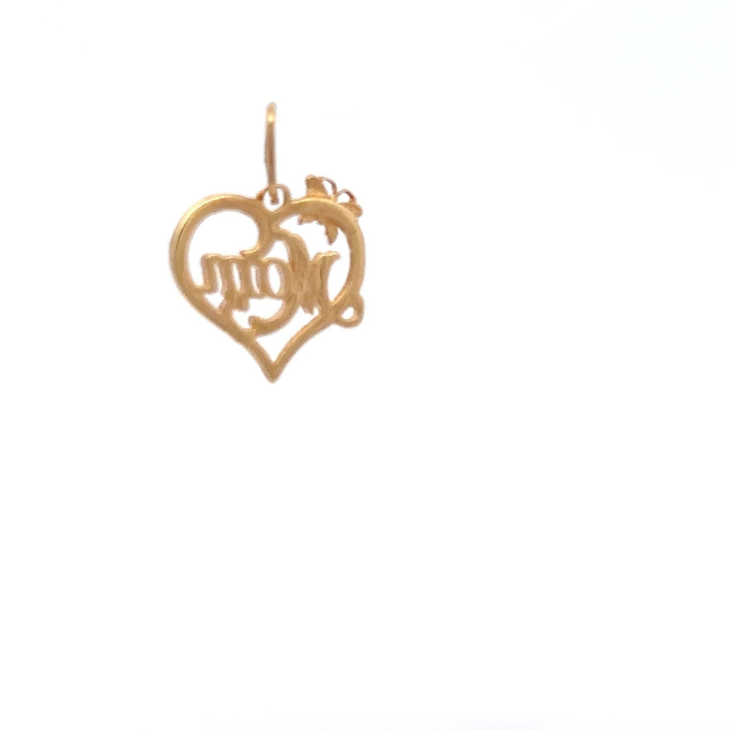 18K Gold Pendant Charm Heart MOM Butterfly 0.97 grams - Rafant