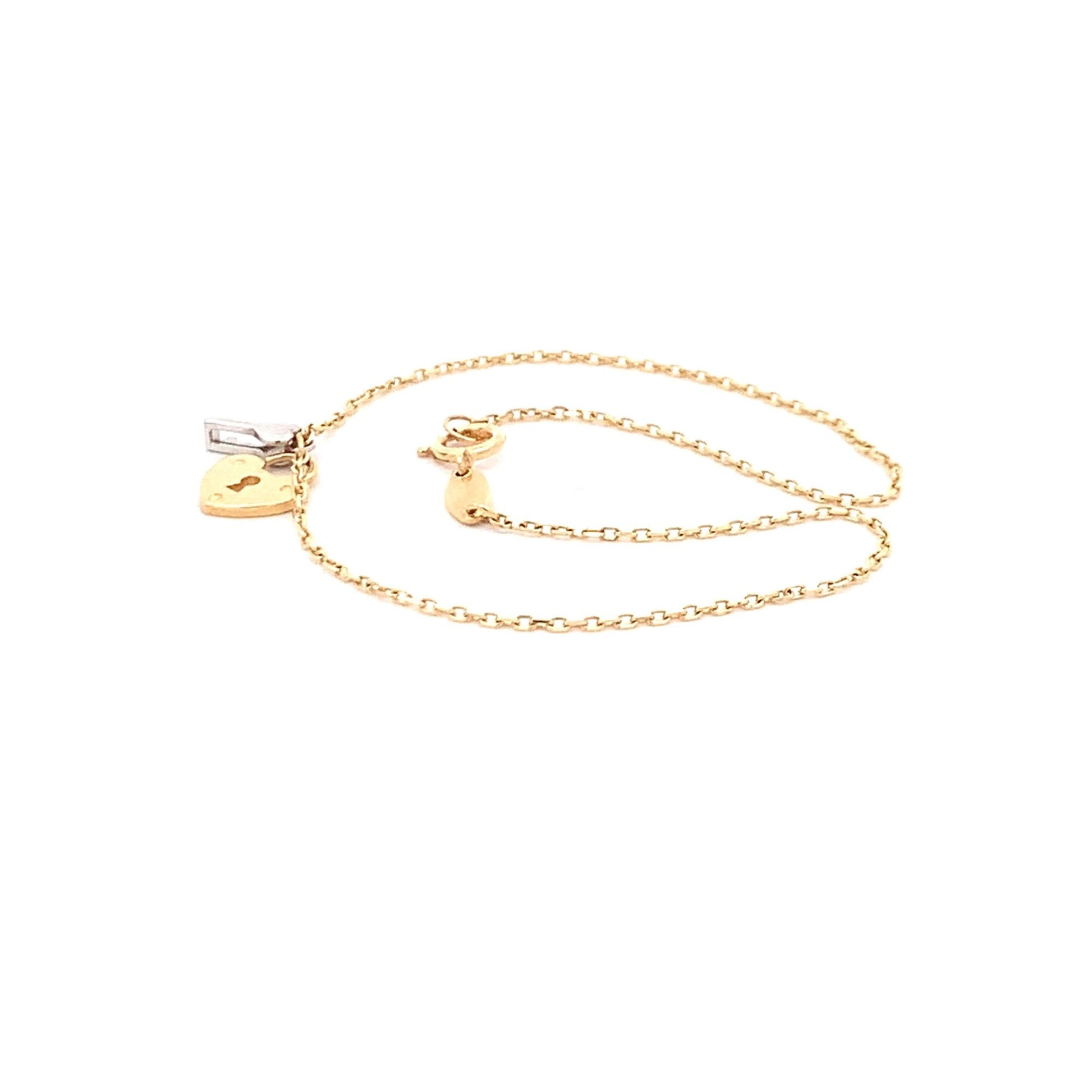 18K Gold Two Tone Gold Bracelet Charms Size 7.5 inches - Rafant