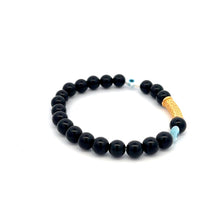 Load image into Gallery viewer, 18K Gold Tube Lucky Charm Bracelet Gemstones Onyx 6mm - Rafant
