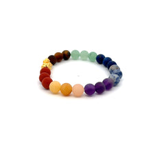 Load image into Gallery viewer, 24K Gold Piyao Pixiu Lucky Charm Bracelet Gemstones Matte Chakra 6mm - Rafant
