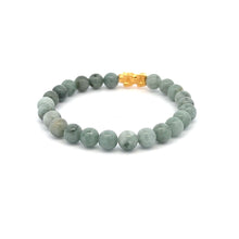 Load image into Gallery viewer, 18K Gold Piyao Pixiu Dragon Lucky Charm Bracelet Gemstones Natural Burmese Jade 6mm - Rafant

