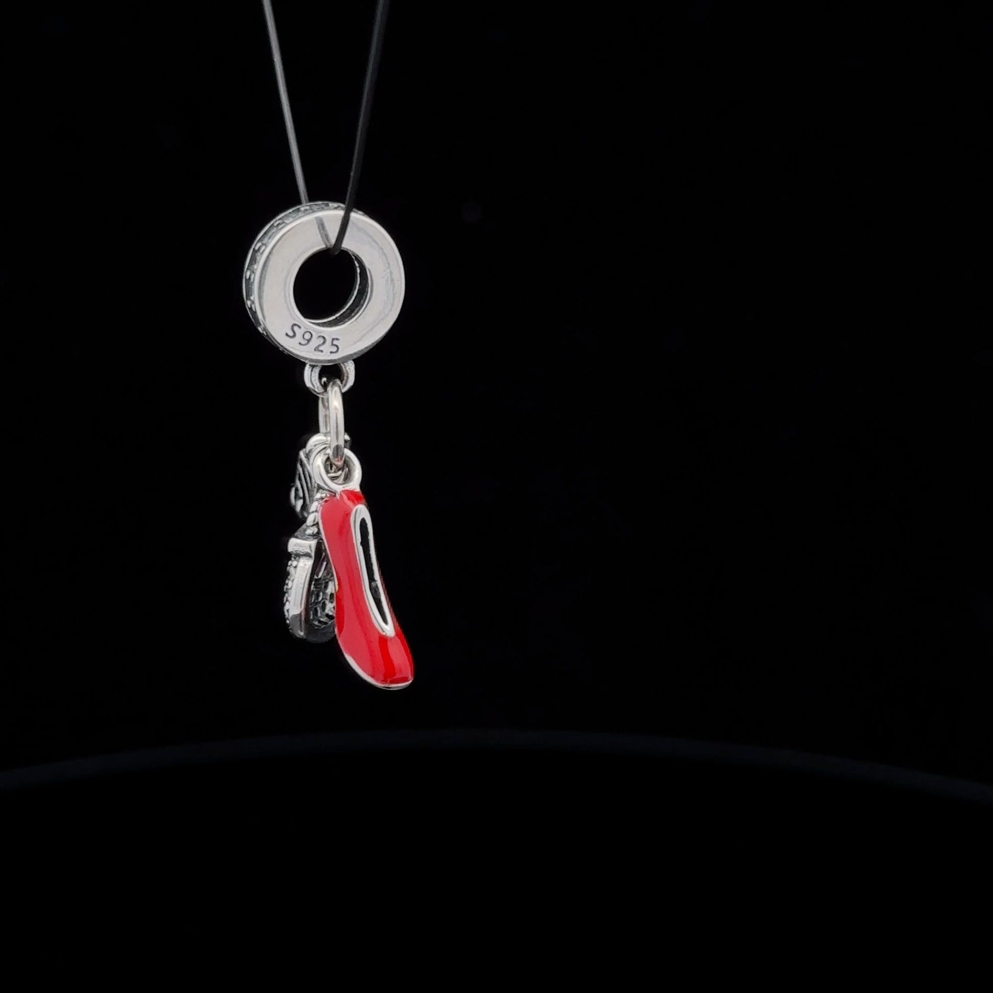 925 Sterling Silver Charm Bead Bag Shoes Lipstick Red For Charm Bracelet Necklace - Rafant