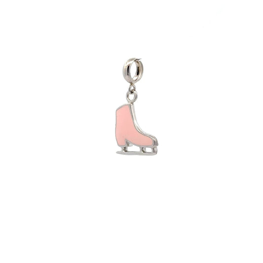 925 Sterling Silver Charm Ice Skates Pink Dangle  For Charm Bracelet Necklace - Rafant