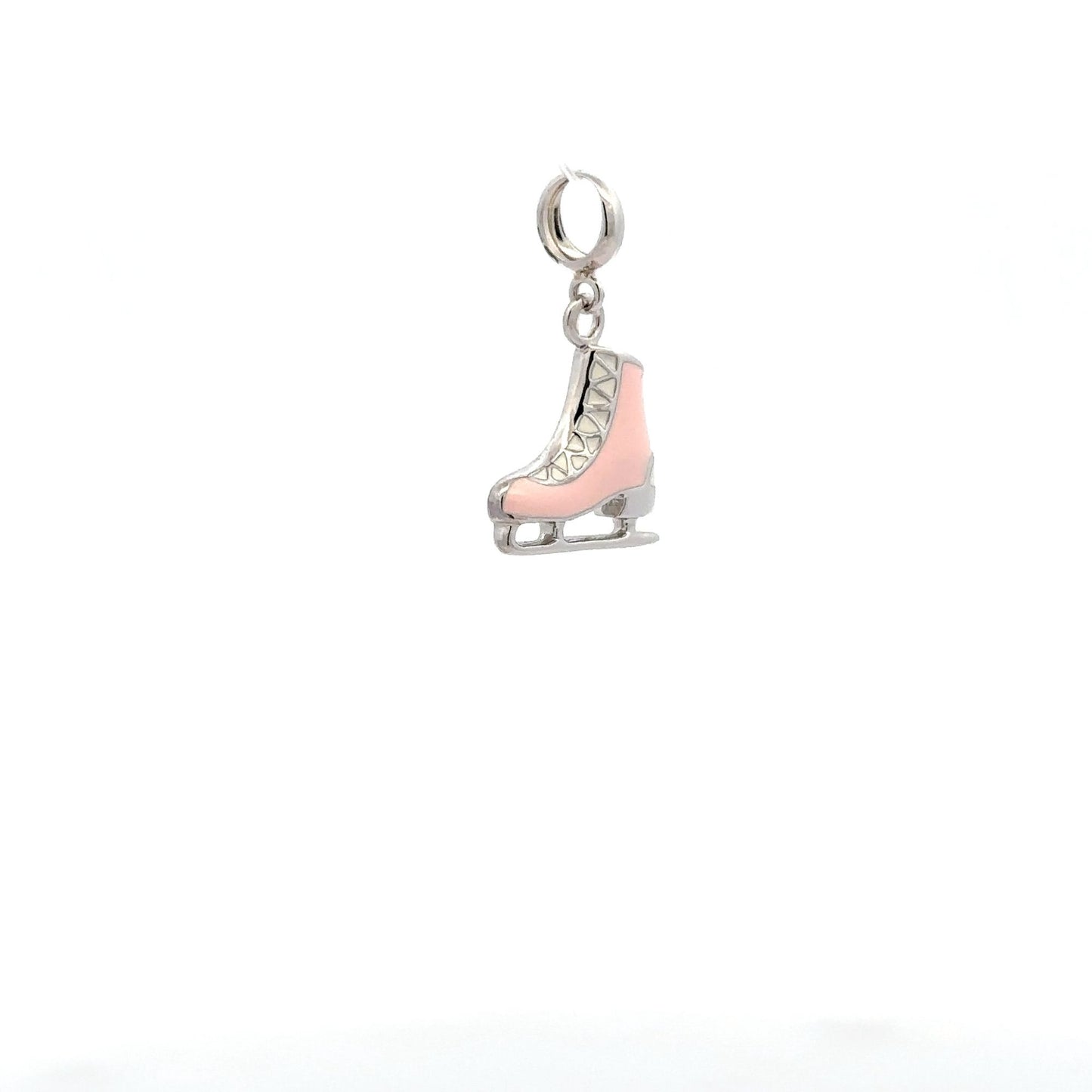 925 Sterling Silver Charm Ice Skates Pink Dangle  For Charm Bracelet Necklace - Rafant
