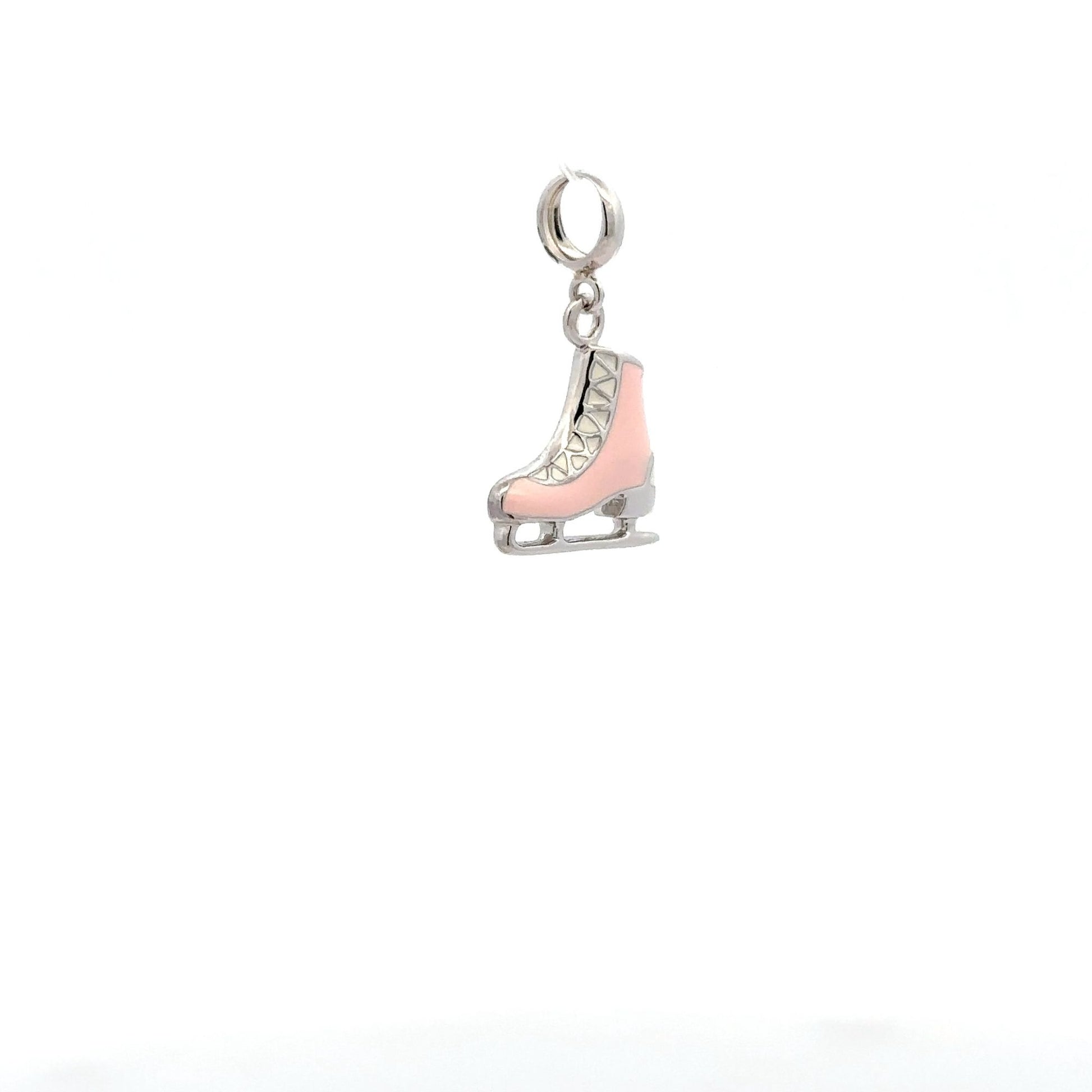 925 Sterling Silver Charm Ice Skates Pink Dangle  For Charm Bracelet Necklace - Rafant