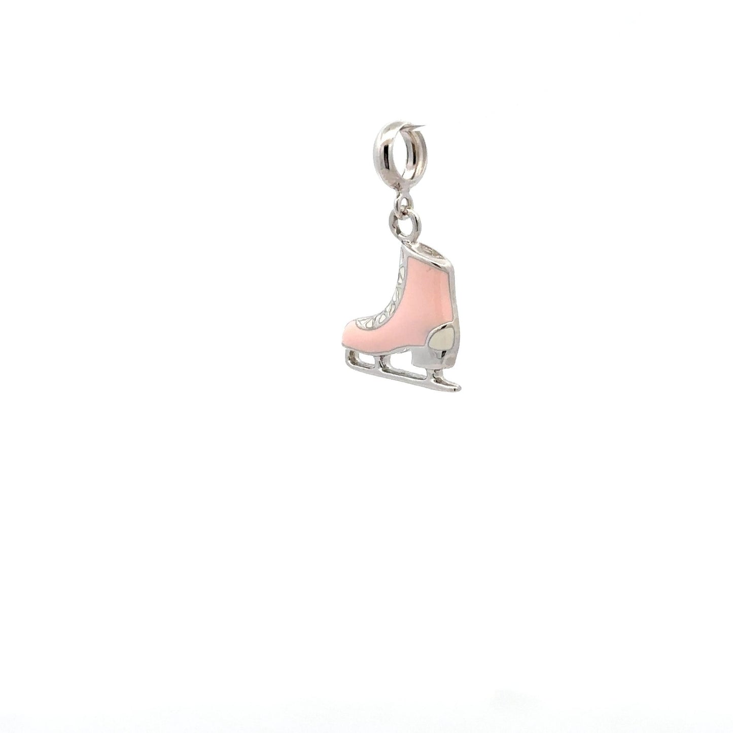 925 Sterling Silver Charm Ice Skates Pink Dangle  For Charm Bracelet Necklace - Rafant