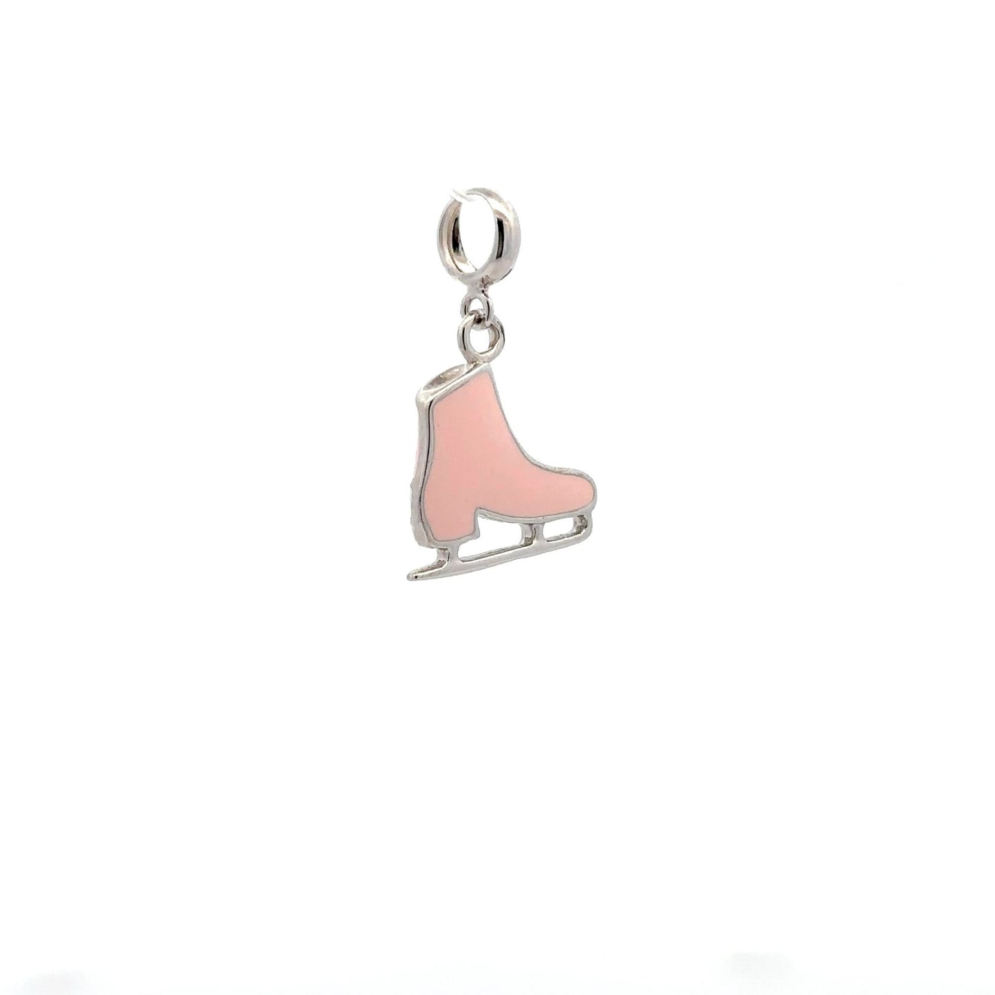 925 Sterling Silver Charm Ice Skates Pink Dangle  For Charm Bracelet Necklace - Rafant