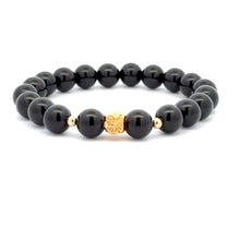 Load image into Gallery viewer, 18K Gold Money Bag Lucky Charm Beads Bracelet Gemstones Onyx 8mm - Rafant
