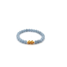 Load image into Gallery viewer, 18K Gold Pixiu Piyao Lucky Charm Bracelet Natural Angelite Gemstones 6mm
