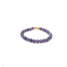 Load image into Gallery viewer, 18K Gold Pixiu Piyao Lucky Charm Bracelet Natural Lilac Jade Gemstones 6mm
