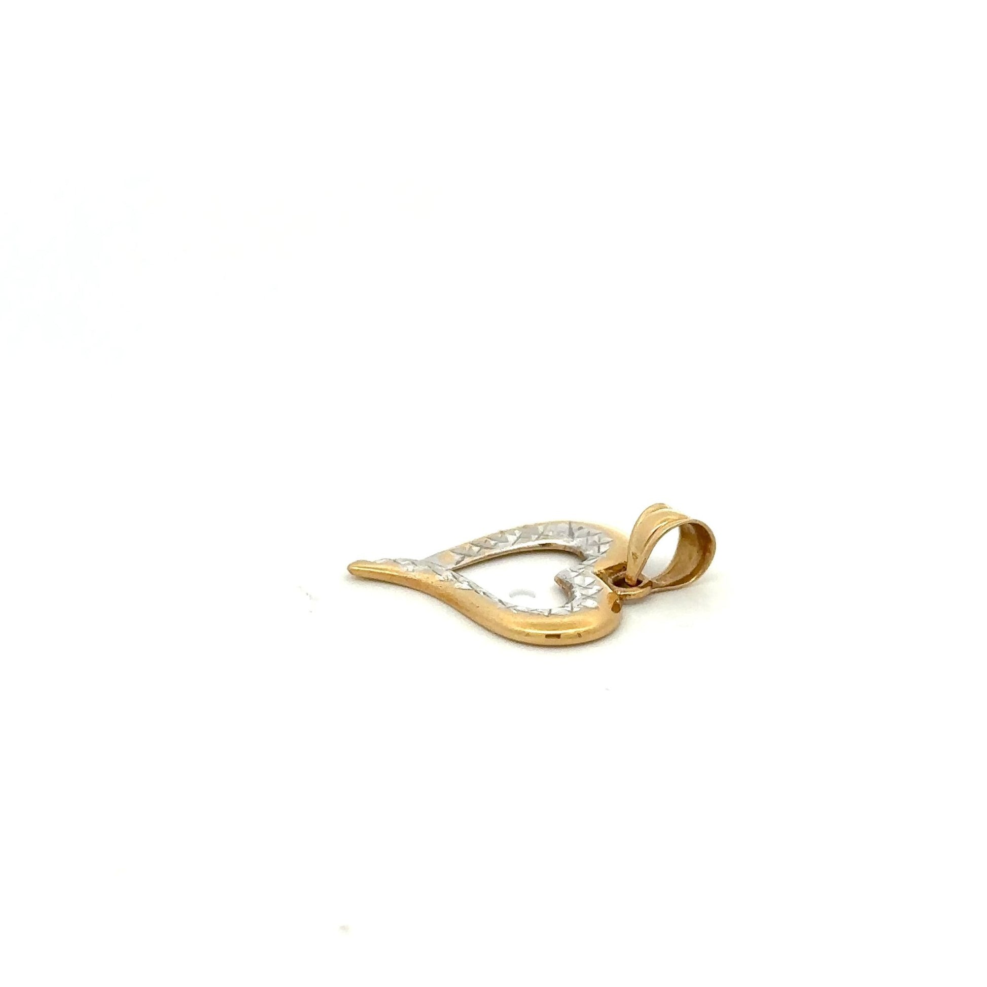 18K Gold Pendant Heart Two Tone White Yellow Gold 1.02 grams - Rafant