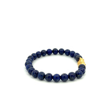 Load image into Gallery viewer, 24K Gold Piyao Pixiu Lucky Charm Bracelet Gemstones Lapis Lazuli 6mm - Rafant
