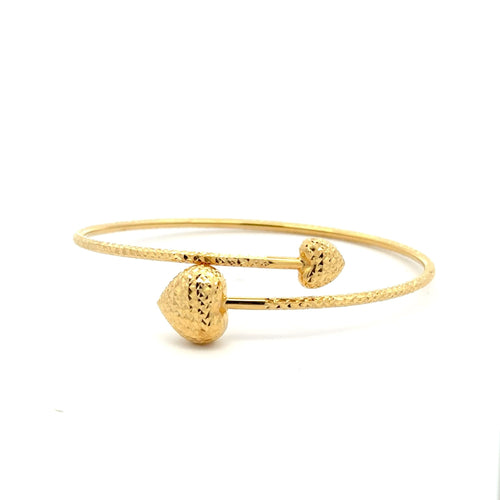 18K Gold Bracelet Flexible Bangle Heart 3.60 grams Small S 6 - Rafant