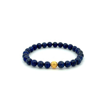 Load image into Gallery viewer, 18K Gold Money Ball Lucky Bracelet Gemstones Lapis Lazuli 6mm - Rafant
