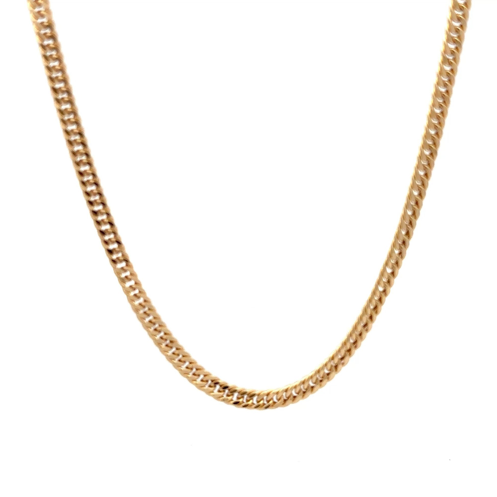 18K Gold Necklace Curb Link 20 inches Chain - Rafant