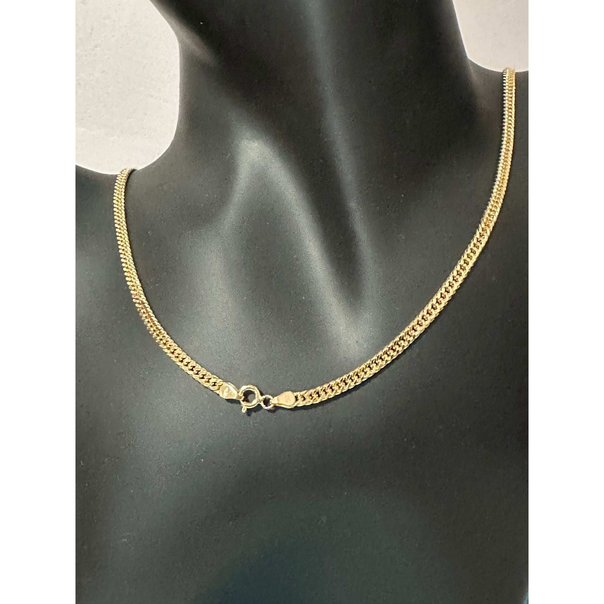 18K Gold Necklace Curb Link 20 inches Chain - Rafant