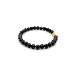 Load image into Gallery viewer, 24K Gold Piyao Pixiu Lucky Charm Bracelet Gemstones Shungite 6mm Size 7 inches - Rafant
