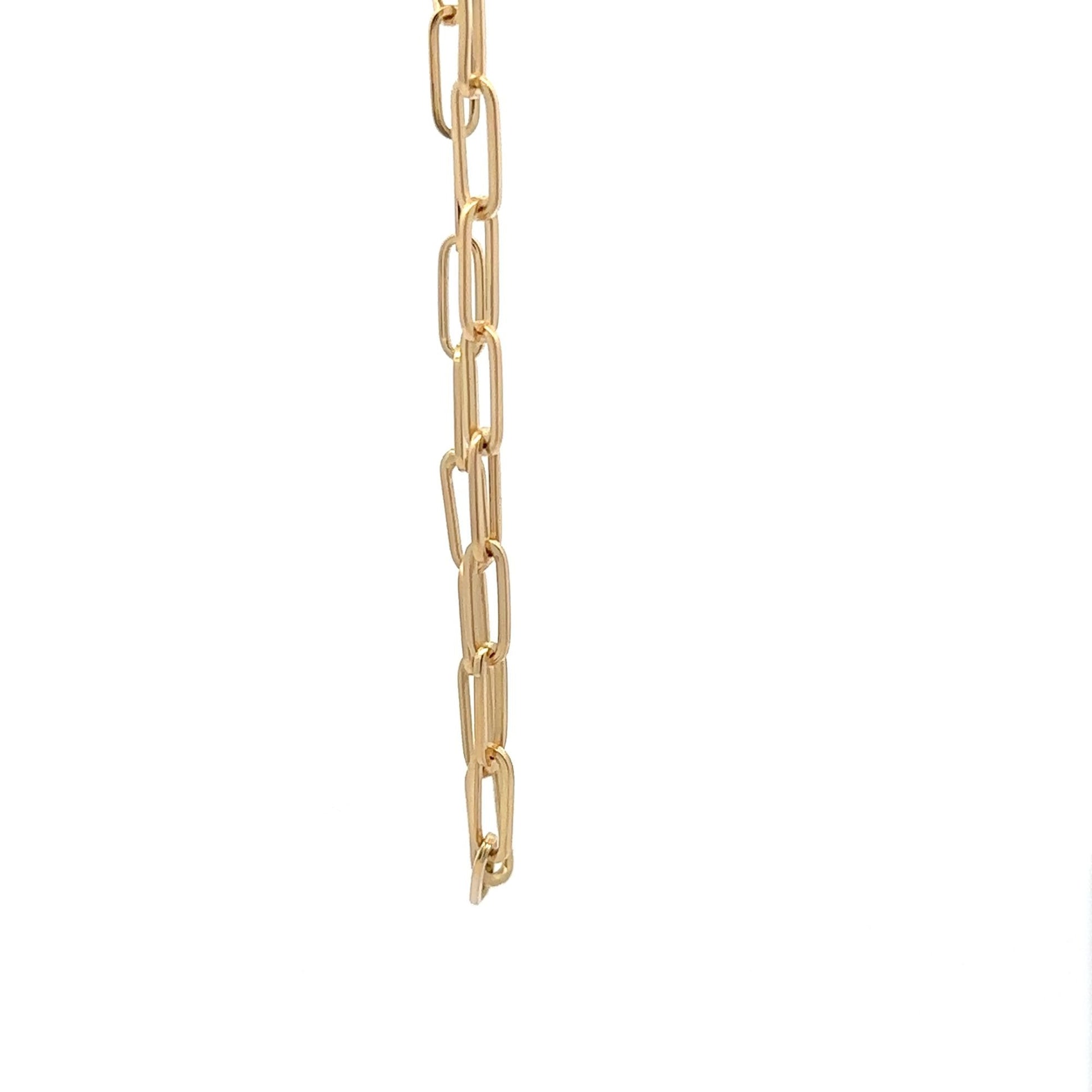 18K Gold Bracelet Paperclip Size 7.5 inches - Rafant