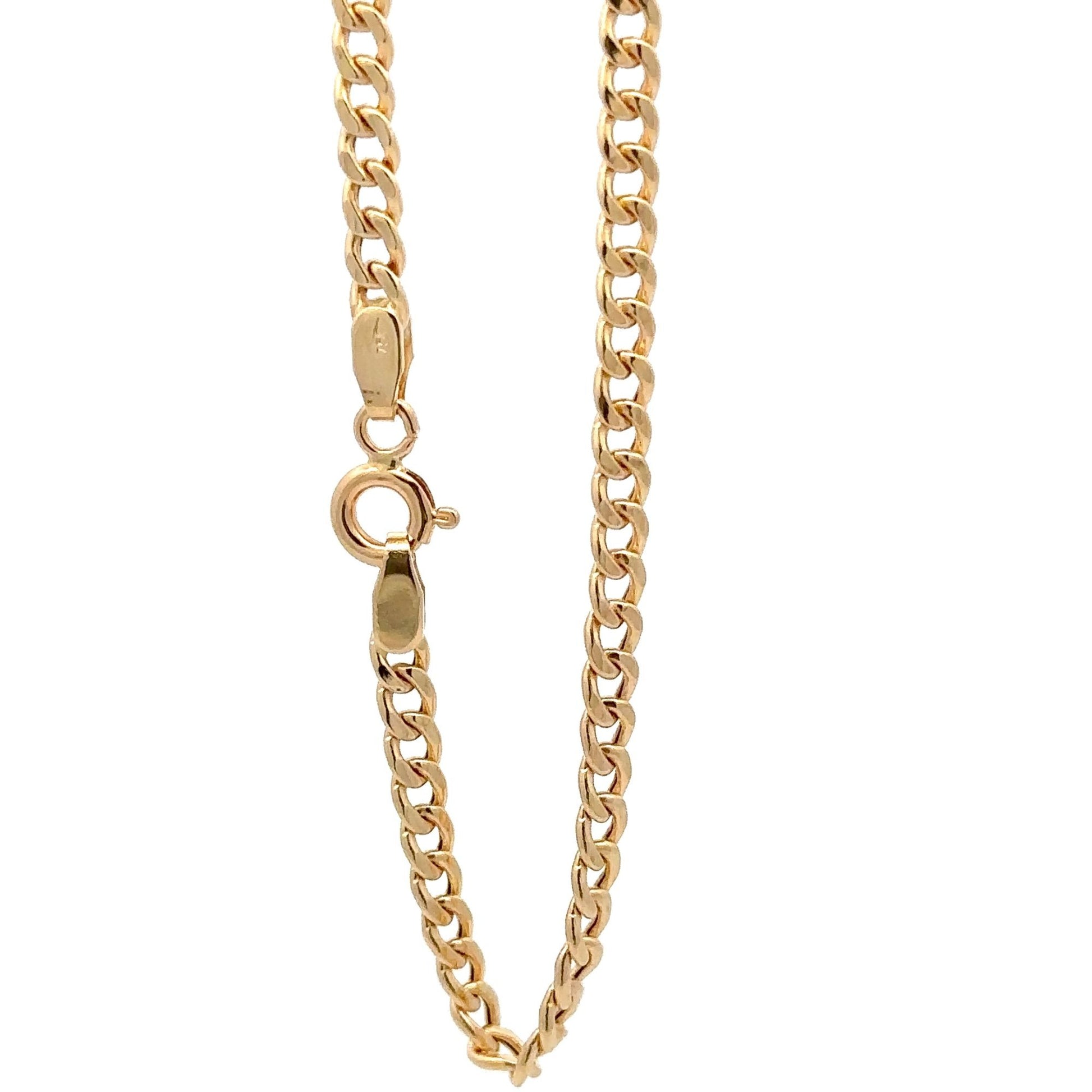 18K Gold Chain Curb Bracelet Size 7 inches - Rafant