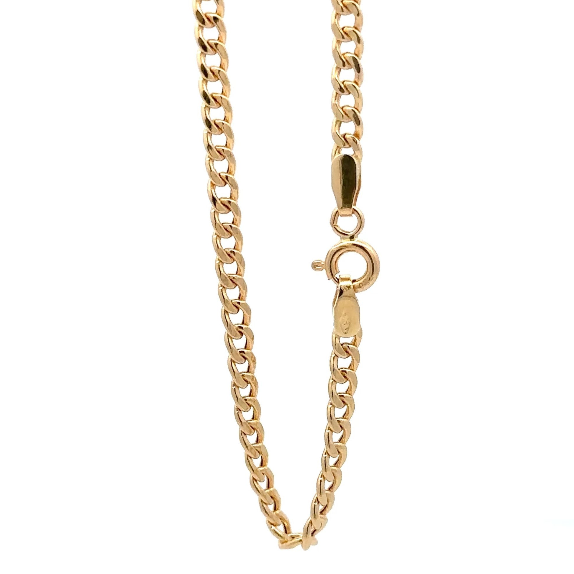 18K Gold Chain Curb Bracelet Size 7 inches - Rafant