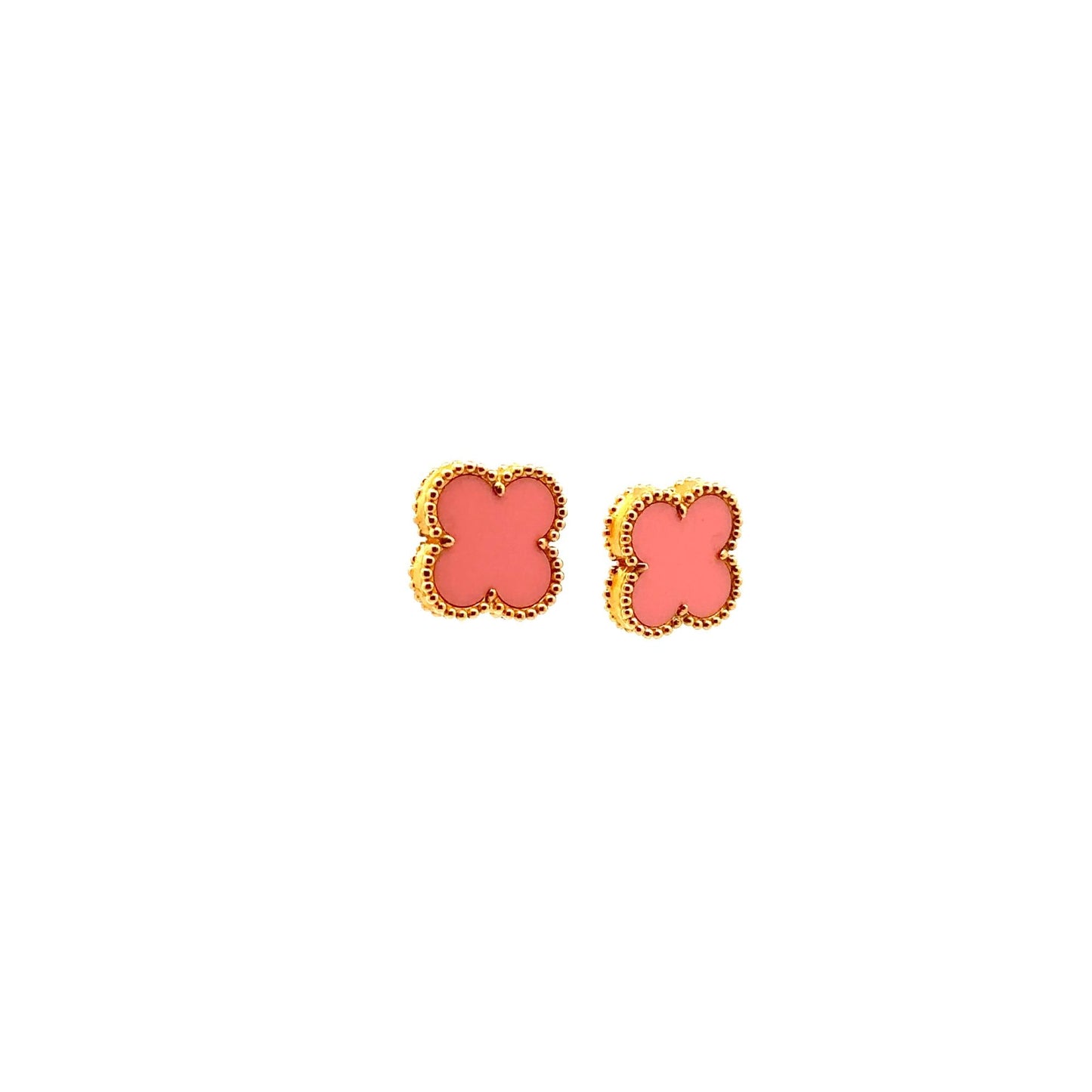 18K Gold Earrings Flower Pink Mother of Pearl - Rafant