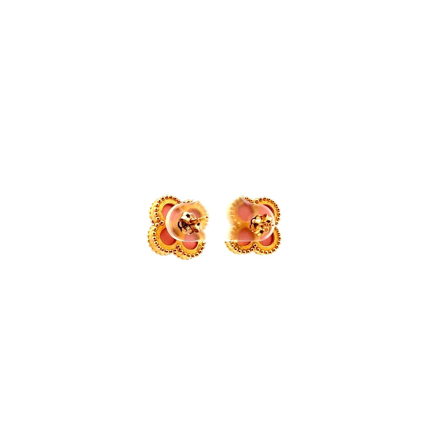 18K Gold Earrings Flower Pink Mother of Pearl - Rafant
