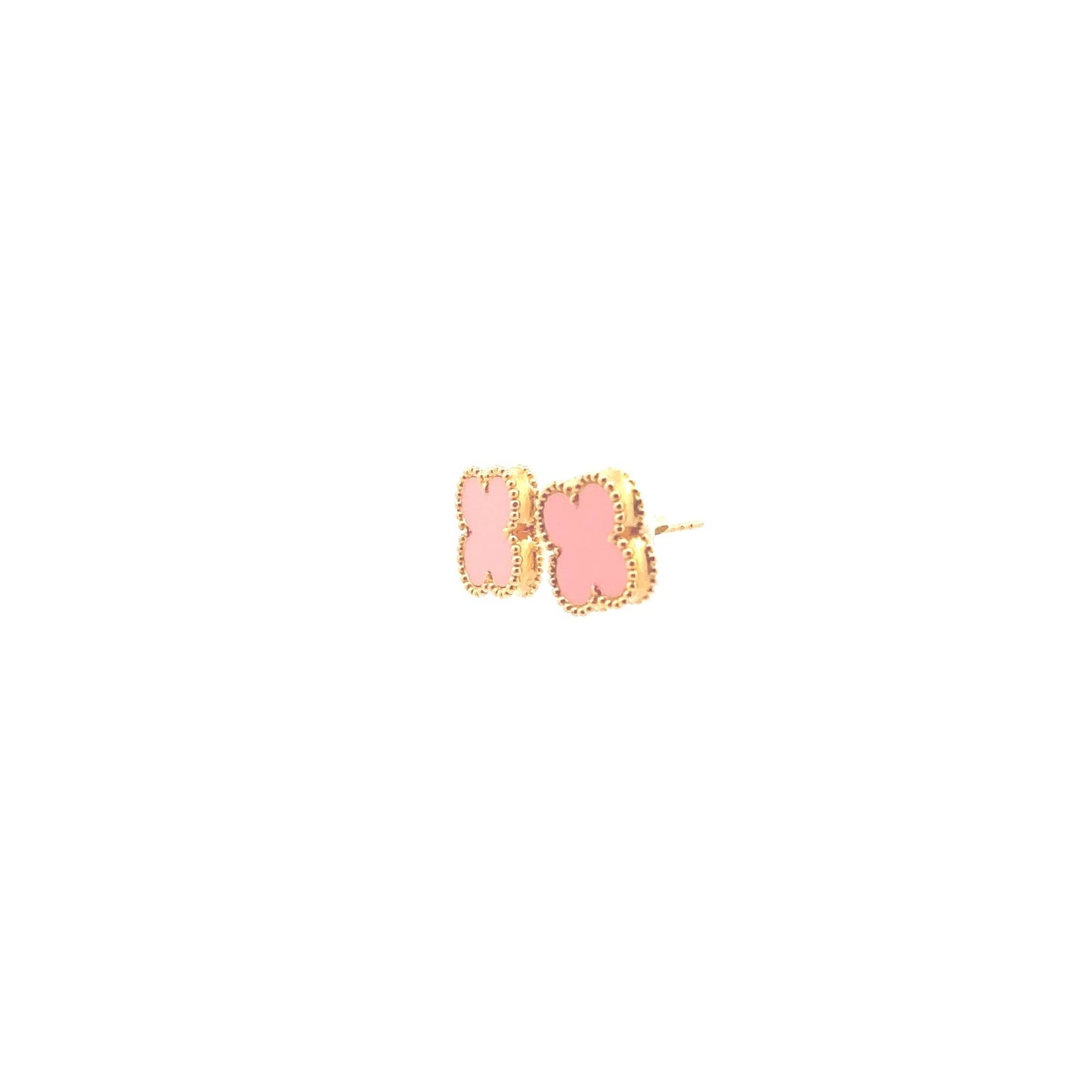 18K Gold Earrings Flower Pink Mother of Pearl - Rafant