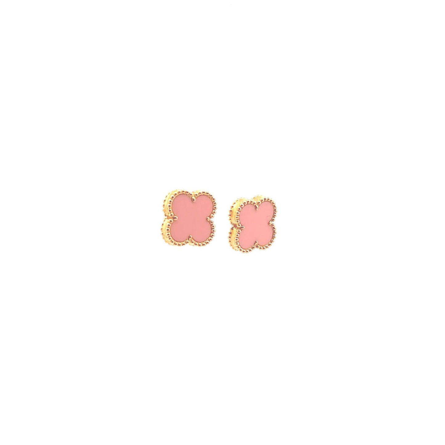 18K Gold Earrings Flower Pink Mother of Pearl - Rafant