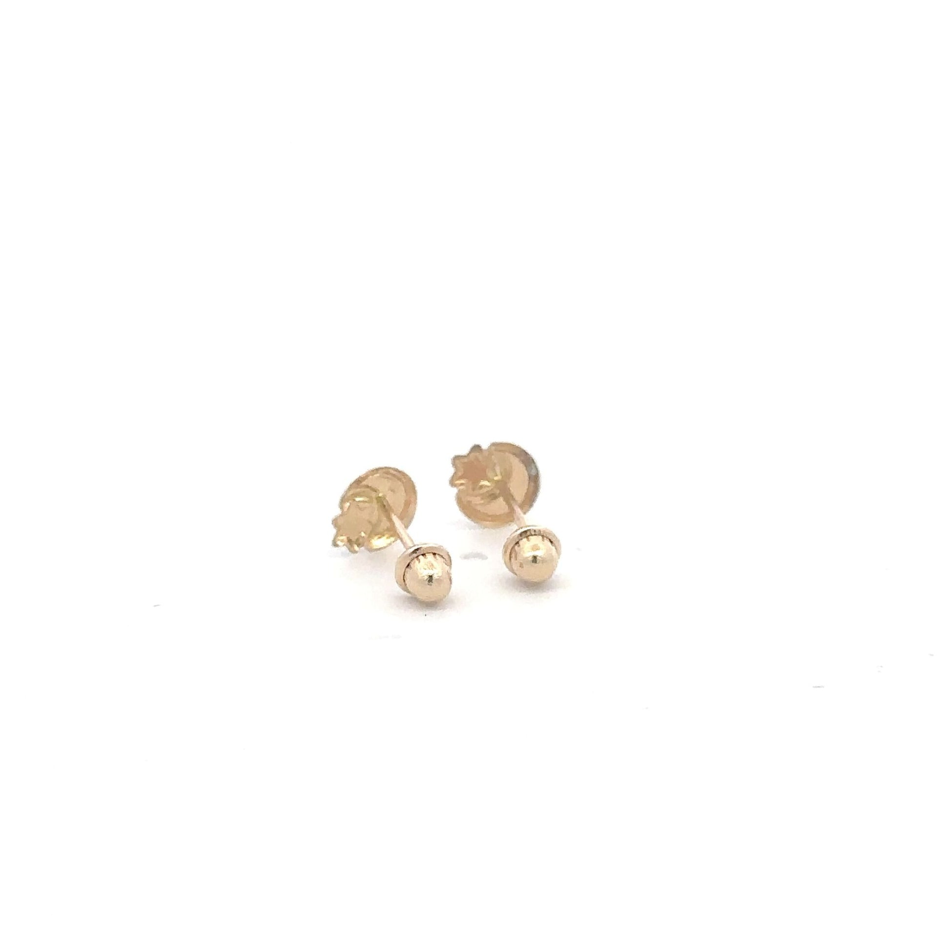 14K Gold Stud Earrings Moon Star Screw Back Type - Rafant