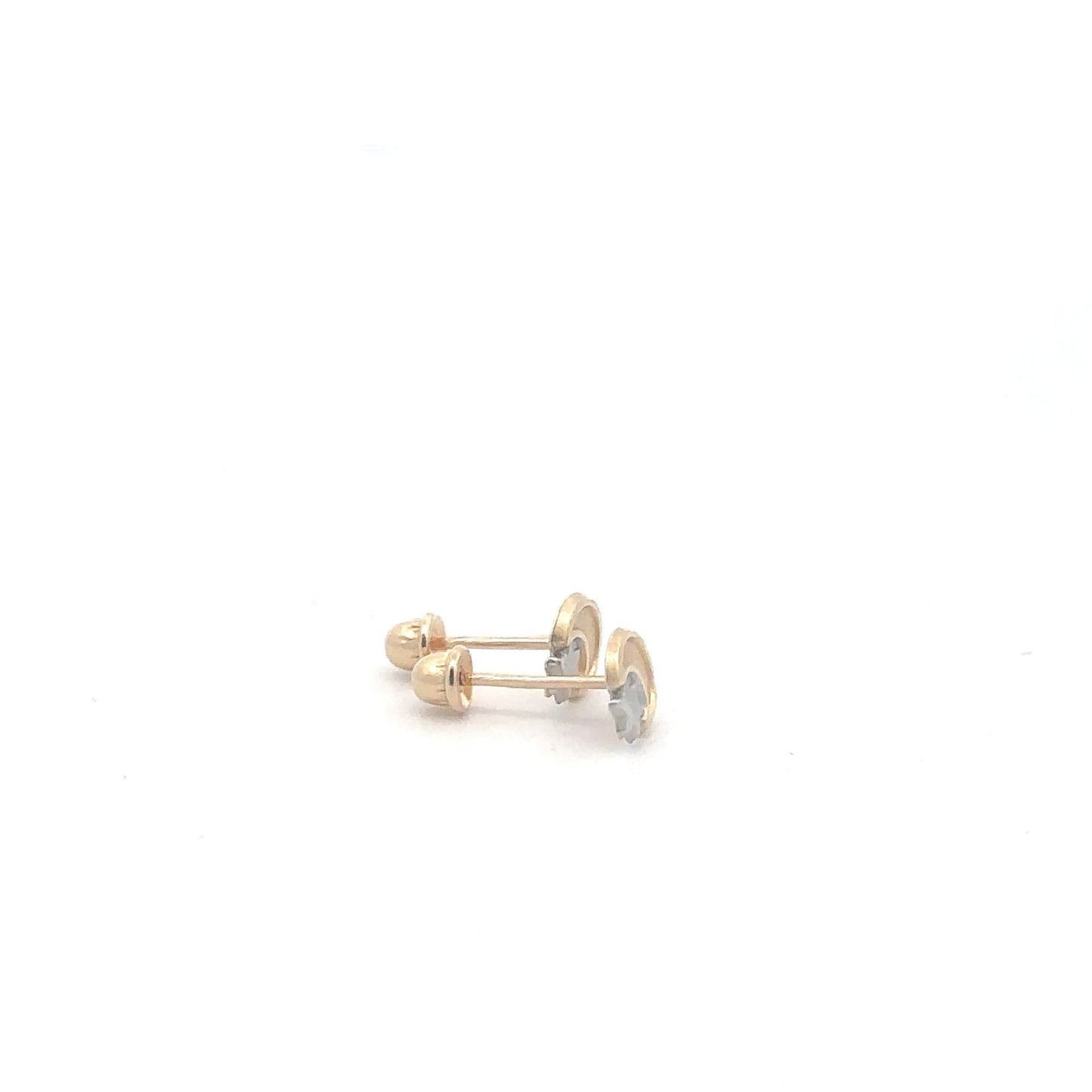 14K Gold Stud Earrings Moon Star Screw Back Type - Rafant
