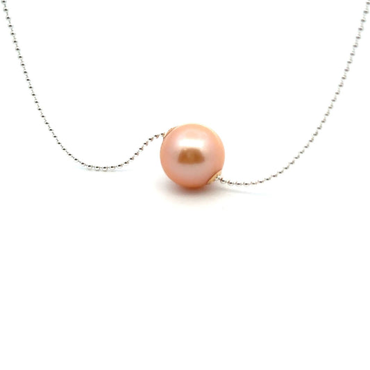Gold-Orange Edison Pearl Pendant Necklace | Sterling Silver