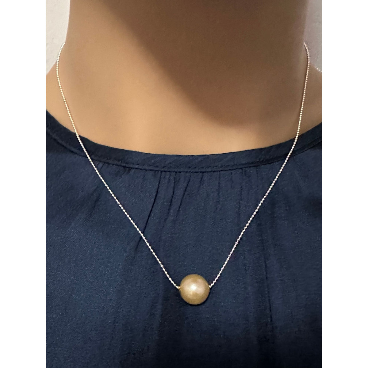 Gold-Orange Edison Pearl Pendant Necklace | Sterling Silver