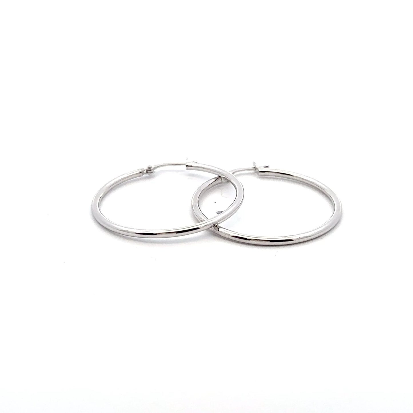 18K White Gold Earrings Hoops Loops 1.78 grams - Rafant