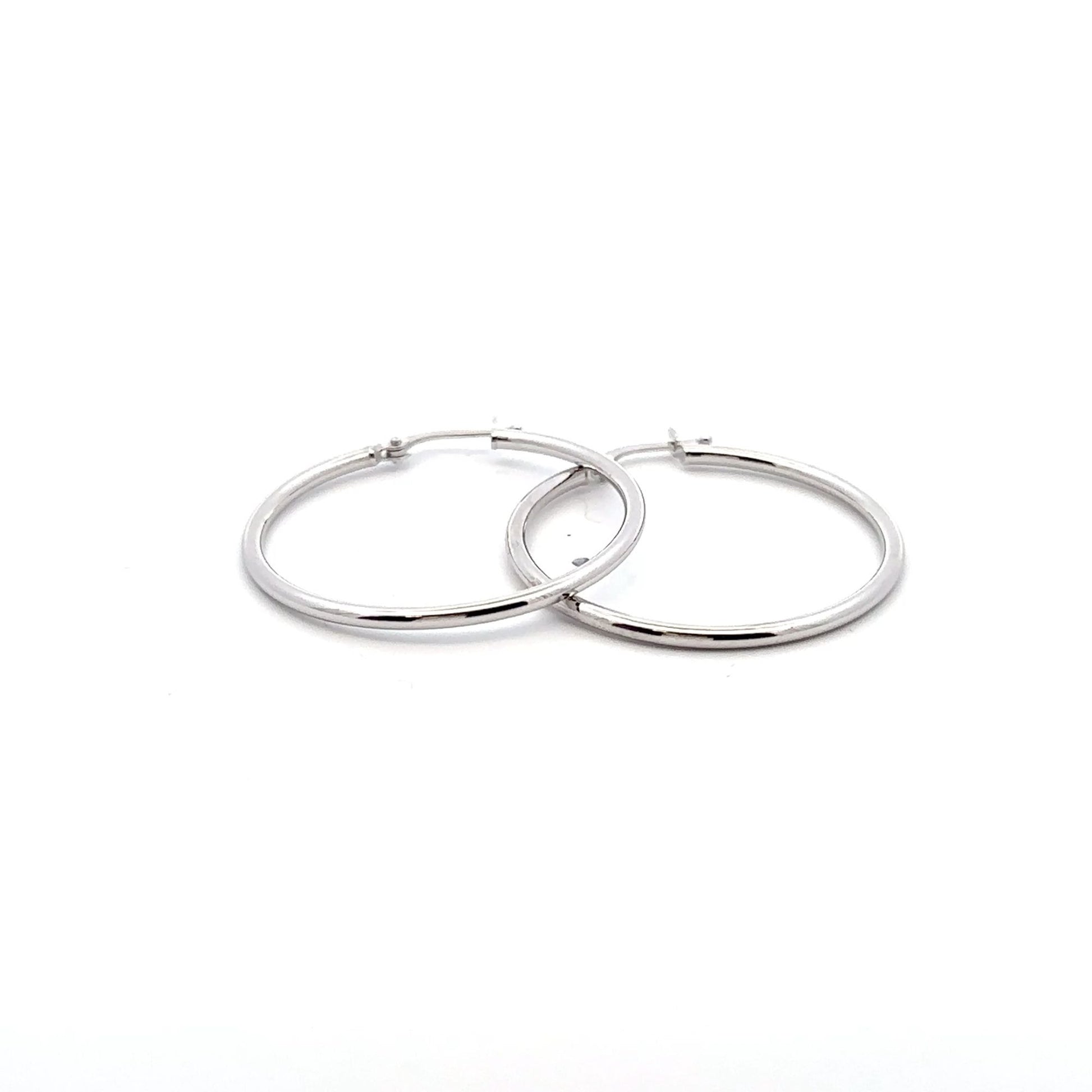 18K White Gold Earrings Hoops Loops 1.78 grams - Rafant