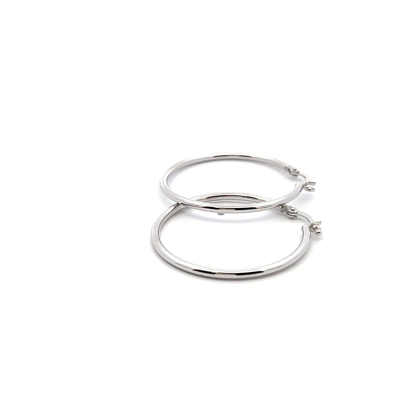18K White Gold Earrings Hoops Loops 1.78 grams - Rafant