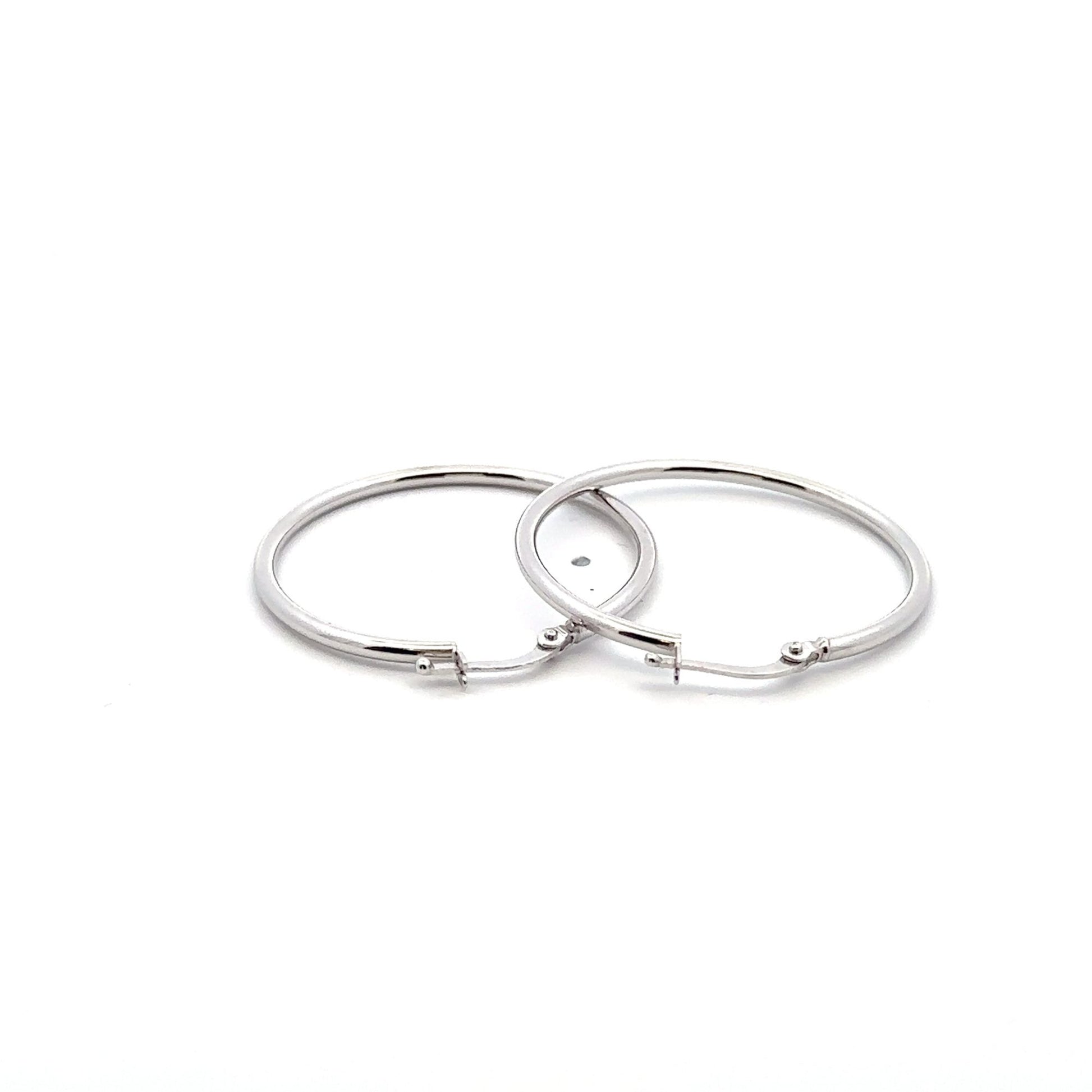 18K White Gold Earrings Hoops Loops 1.78 grams - Rafant