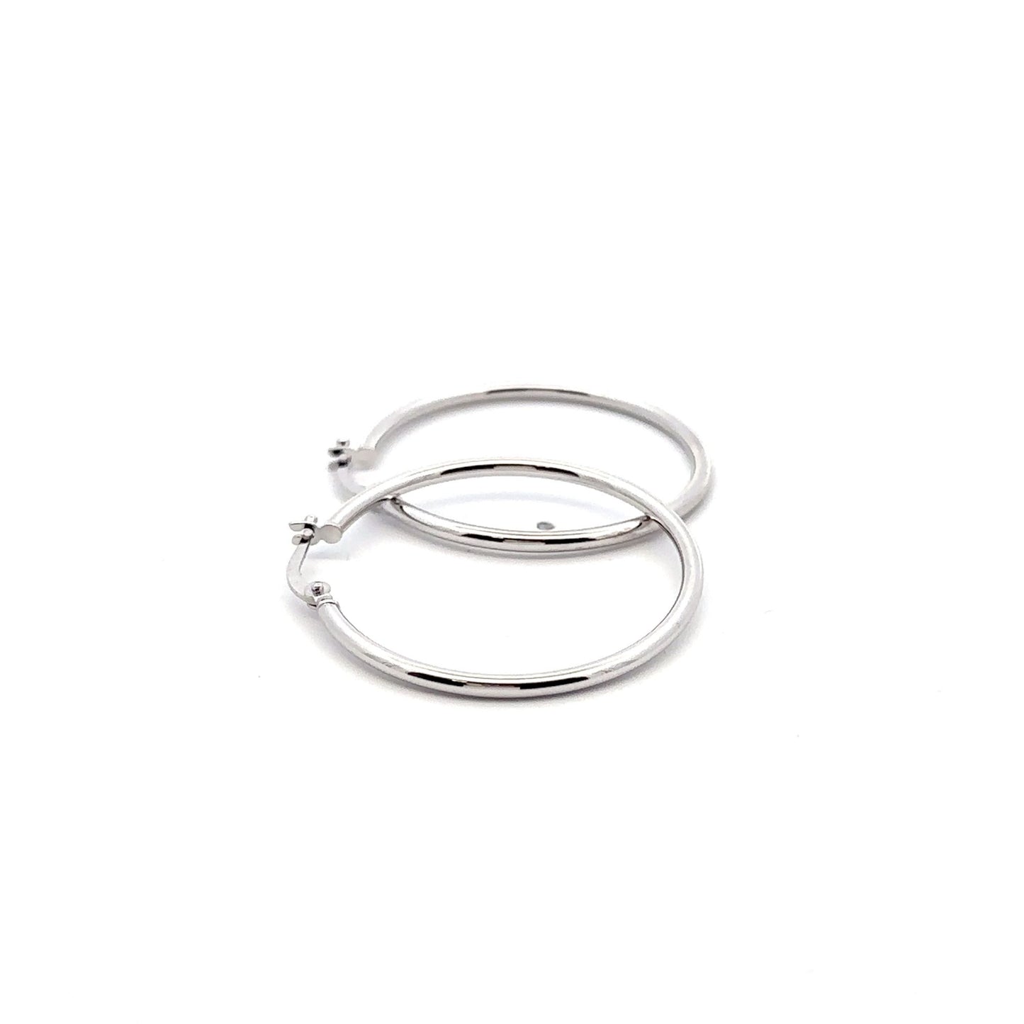 18K White Gold Earrings Hoops Loops 1.78 grams - Rafant